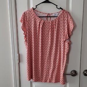 Liz Claiborne Pink Heart Print Blouse Xl